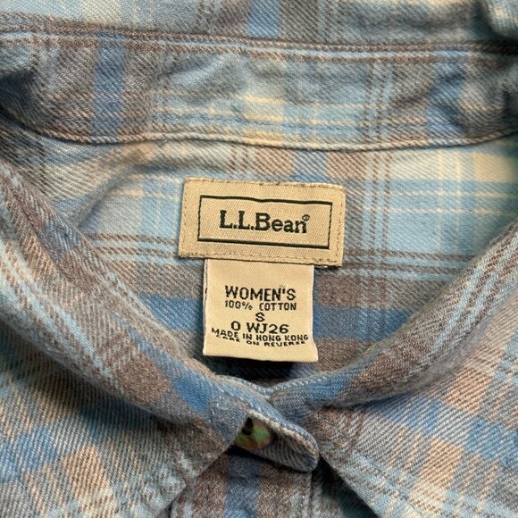 L.L. Bean Women's Scotch Plaid Flannel Shirt - Blue/Grey - Picture 3 of 6